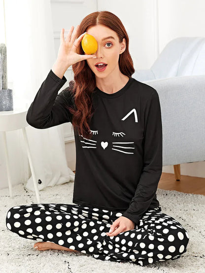 Kitten Printed Pajama Night Suit