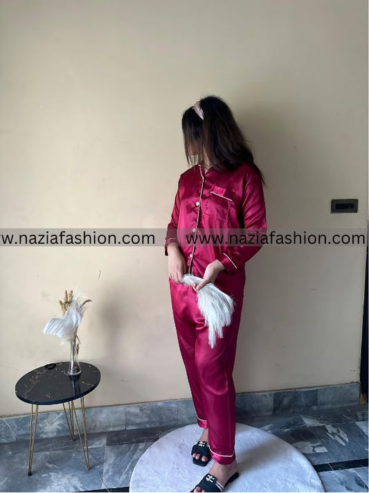 Maroon Silk Pj Set