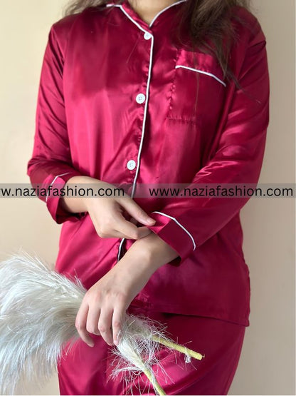 Maroon Silk Pj Set