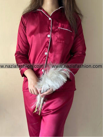 Maroon Silk Pj Set