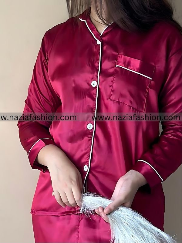 Maroon Silk Pj Set
