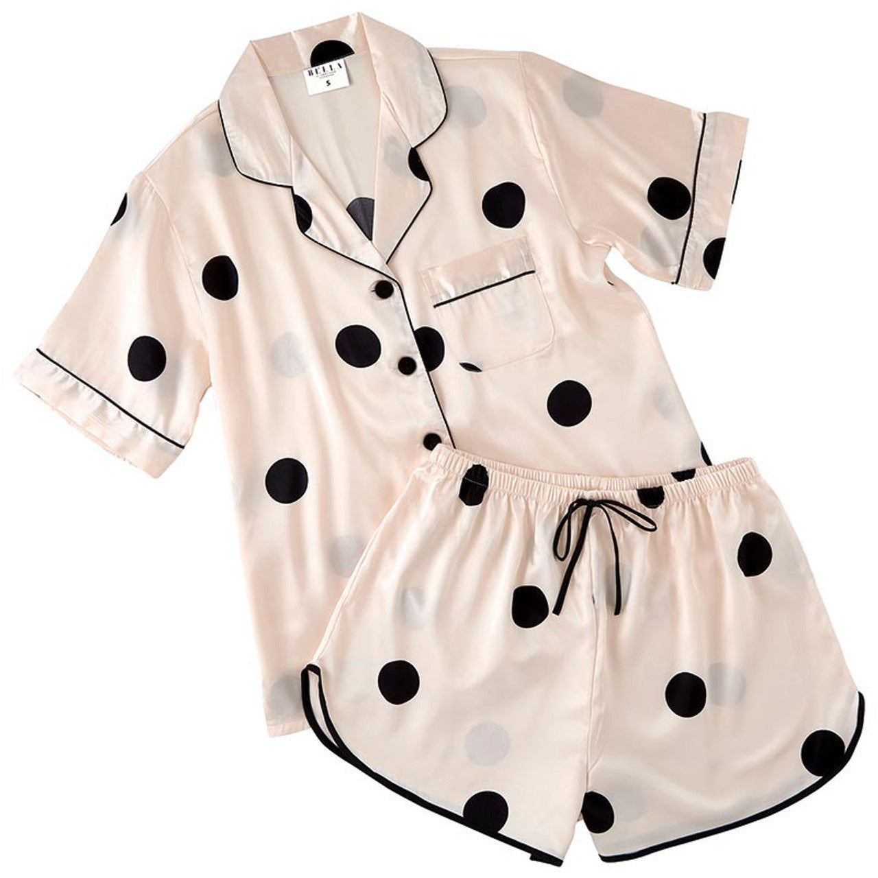Lapel Collar Shirt with Shorts Silk Lounge Set